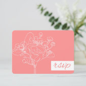 Wedding RSVP (koraal) Kaartje (Staand voorkant)