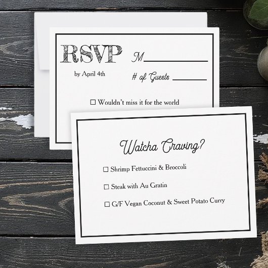 Wedding RSVP & Meal Choices Kaart