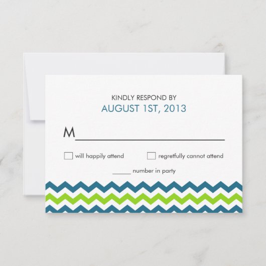 Wedding RSVP Modern Chevron Zigzag Kaartje (Voorkant)