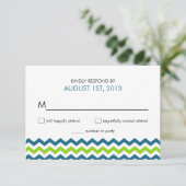 Wedding RSVP Modern Chevron Zigzag Kaartje (Staand voorkant)