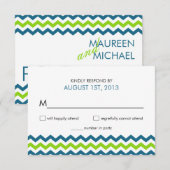 Wedding RSVP Modern Chevron Zigzag Kaartje (Voorkant / Achterkant)