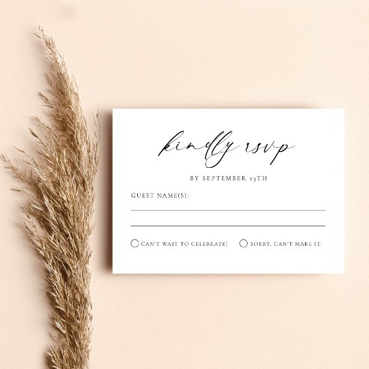 Wedding RSVP Modern Minimal Script Enclosure Kaart