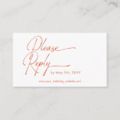 Wedding RSVP Modern oranje tekst QR-code Informatiekaartje (Voorkant)