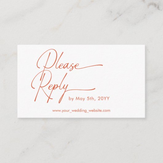 Wedding RSVP Modern oranje tekst QR-code Informatiekaartje (Voorkant)