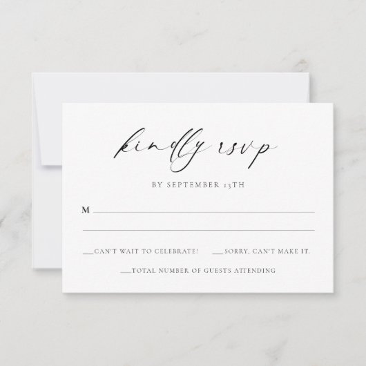 Wedding RSVP Modern Script Minimal Enclosure Kaart (Voorkant)