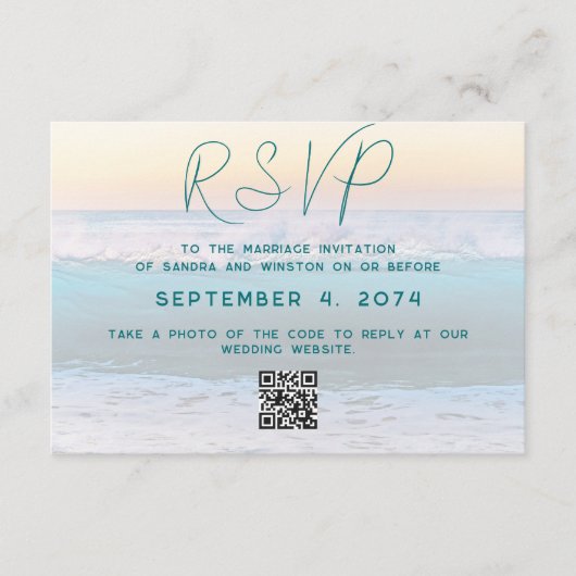 Wedding RSVP Online QR-code Informatiekaartje (Voorkant)