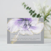 Wedding RSVP | Paarse Waterverf Hibiscus Flower (Staand voorkant)