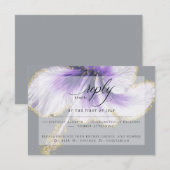 Wedding RSVP | Paarse Waterverf Hibiscus Flower (Voorkant / Achterkant)