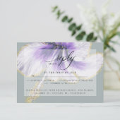 Wedding RSVP | Paarse Waterverf Hibiscus Flower (Staand voorkant)