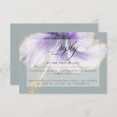 Wedding RSVP | Paarse Waterverf Hibiscus Flower (Voorkant / Achterkant)