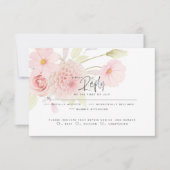 Wedding RSVP | Pastelroze bloemen Kaartje (Voorkant)