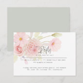 Wedding RSVP | Pastelroze bloemen Kaartje (Voorkant / Achterkant)