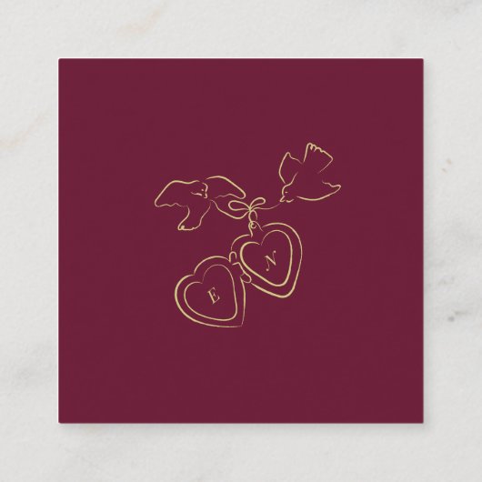 Wedding RSVP QR-code Geïllustreerd Locket Monogram Informatiekaartje (Achterkant)