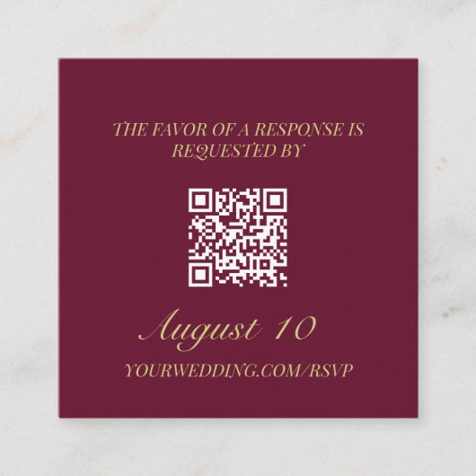 Wedding RSVP QR-code Geïllustreerd Locket Monogram Informatiekaartje (Voorkant)