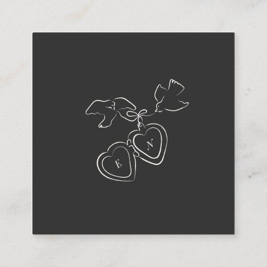 Wedding RSVP QR Code Illustrated Locket Monogram Informatiekaartje (Achterkant)