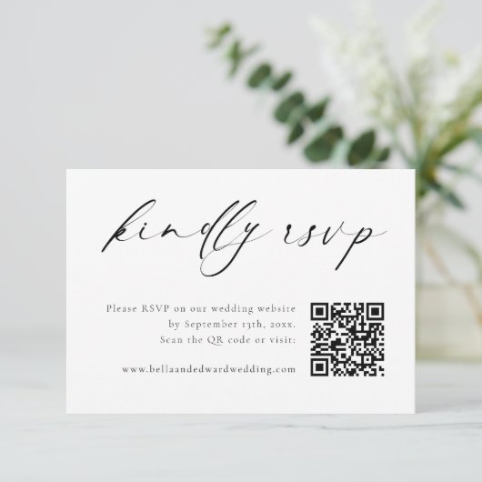 Wedding RSVP QR Code Minimal Modern Enclosure Kaar Bedankkaart (Staand voorkant)