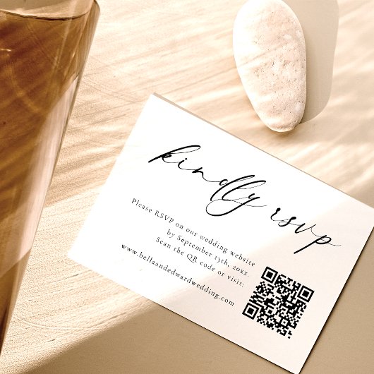 Wedding RSVP QR Code Minimal Modern Enclosure Kaar Bedankkaart