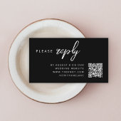 Wedding RSVP | QR-code Modern stijlvol zwart Informatiekaartje