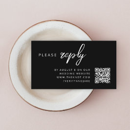 Wedding RSVP | QR-code Modern stijlvol zwart Informatiekaartje