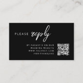 Wedding RSVP | QR-code Modern stijlvol zwart Informatiekaartje (Voorkant)