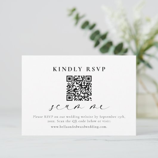 Wedding RSVP QR-code Moderne Kaart met minimale be (Staand voorkant)