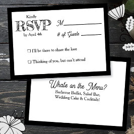  Wedding RSVP & Reception Dinner Menu Kaart
