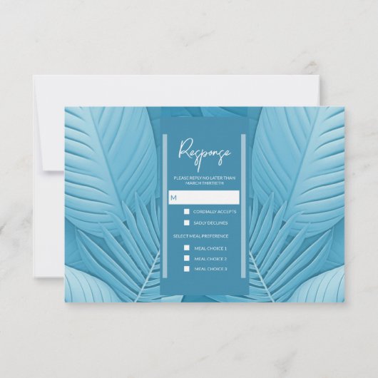 Wedding RSVP Response Kaart | tropisch Blauwgroen (Achterkant)
