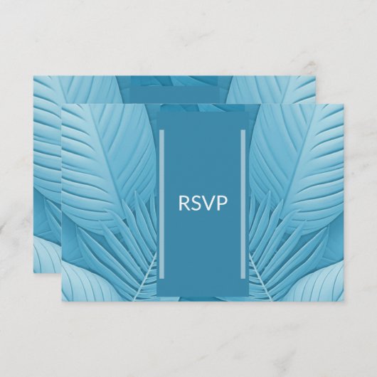 Wedding RSVP Response Kaart | tropisch Blauwgroen (Voorkant / Achterkant)