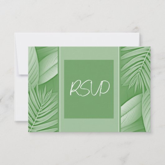 Wedding RSVP Response Kaart Tropisch Groen Thema (Voorkant)