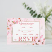 Wedding RSVP Roze Cherry Blossom Kaart (Staand voorkant)