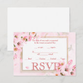Wedding RSVP Roze Cherry Blossom Kaart (Voorkant / Achterkant)