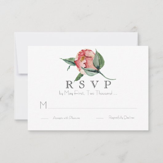 WEDDING RSVP Roze Magnolia (Voorkant)