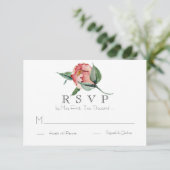 WEDDING RSVP Roze Magnolia (Staand voorkant)