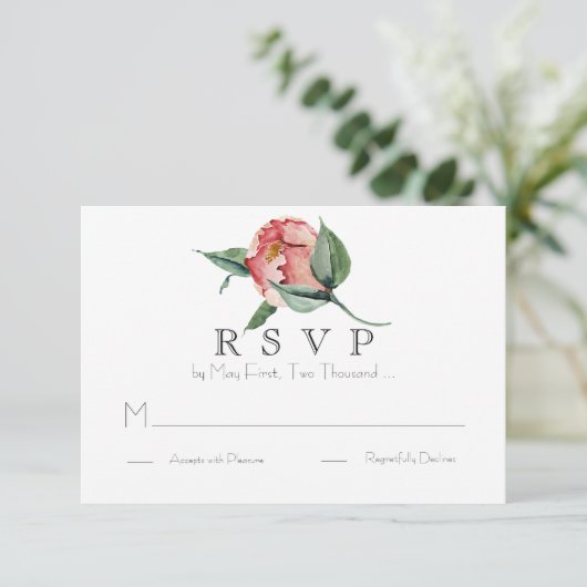 WEDDING RSVP Roze Magnolia (Staand voorkant)