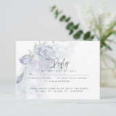 Wedding RSVP | Rustisch Waterverf Dusty Blue Roos (Staand voorkant)