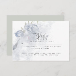 Wedding RSVP | Rustisch Waterverf Dusty Blue Roos