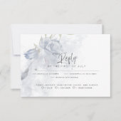 Wedding RSVP | Rustisch Waterverf Dusty Blue Roos Kaartje (Voorkant)