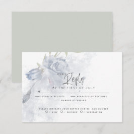 Wedding RSVP | Rustisch Waterverf Dusty Blue Roos Kaartje
