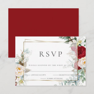 Wedding RSVP   Scarlet en Ivory Peony Floral