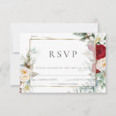 Wedding RSVP | Scarlet en Ivory Peony Floral (Voorkant)