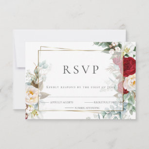 Wedding RSVP   Scarlet en Ivory Peony Floral Kaartje