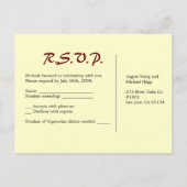 Wedding RSVP Uitnodiging Briefkaart (Achterkant)