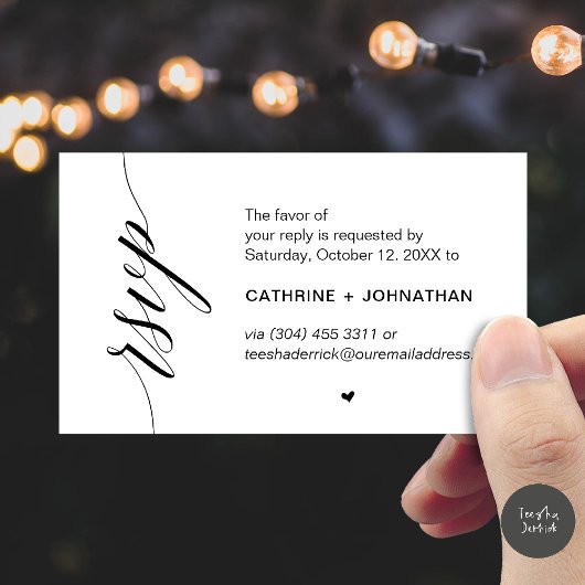 Wedding RSVP via Text Message or Email, Reminder Informatiekaartje