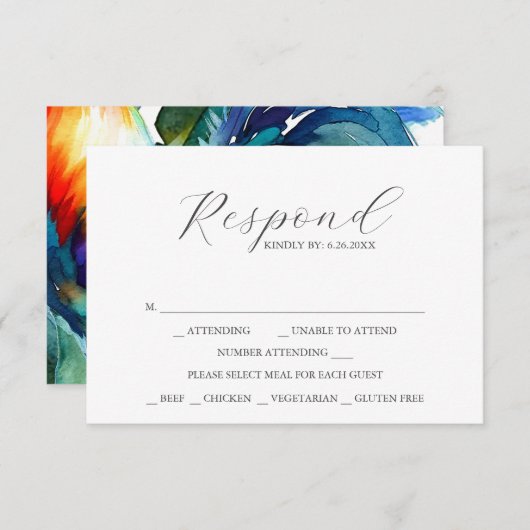 Wedding RSVP voor Key West Florida (Voorkant / Achterkant)