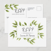 Wedding RSVP Waterverf Willow Krans Reageer Uitnodiging Briefkaart (Voorkant / Achterkant)