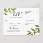 Wedding RSVP Waterverf Willow Krans Reageer Uitnodiging Briefkaart (Achterkant)