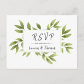 Wedding RSVP Waterverf Willow Krans Reageer Uitnodiging Briefkaart (Voorkant)