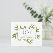 Wedding RSVP Waterverf Willow Krans Reageer Uitnodiging Briefkaart (Staand voorkant)