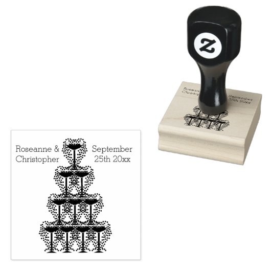 Wedding Rubber Stamp Champagne Glasses Rubberstempel (Gestempeld)