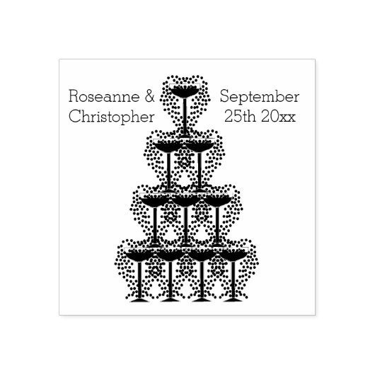 Wedding Rubber Stamp Champagne Glasses Rubberstempel (Afrduk)